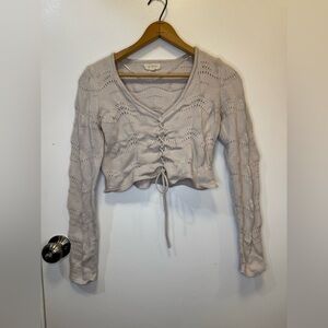 LA Hearts women’s crop cardigan beige knit sweater size small